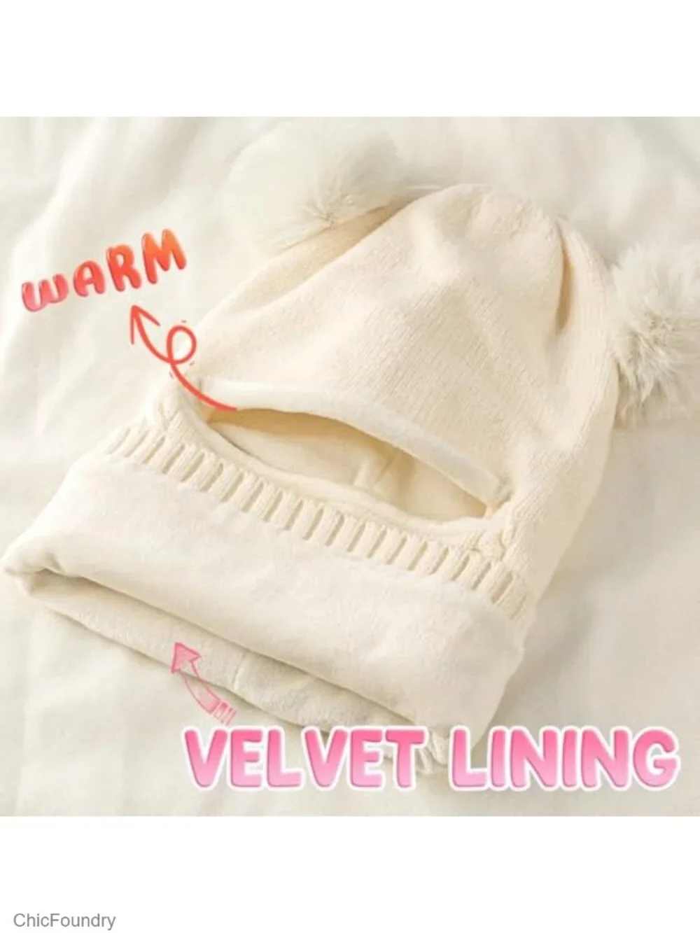 Toddler Winter Hat Scarf Glove Set with Velvet Lining Beanie